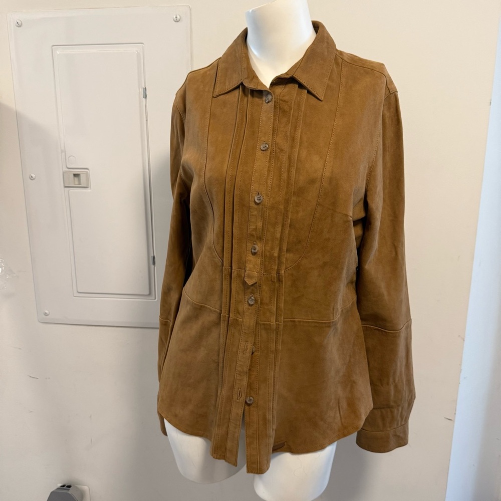 Massimo Dutti sport Brown Suede Button-Front shirt